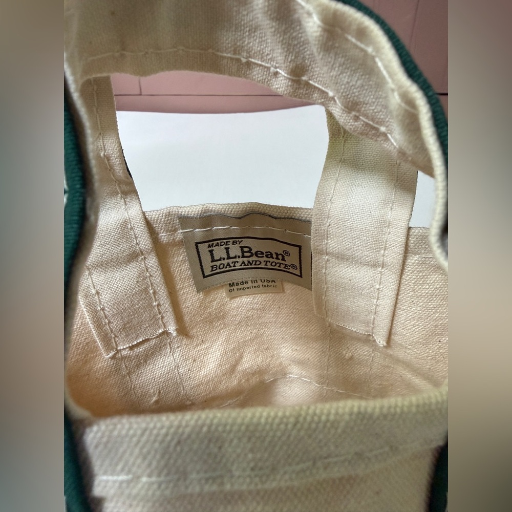LL Bean Mini Boat And Tote House Embroidered USA Made Canvas Green 6'' EXCELLENT - Picture 3 of 9